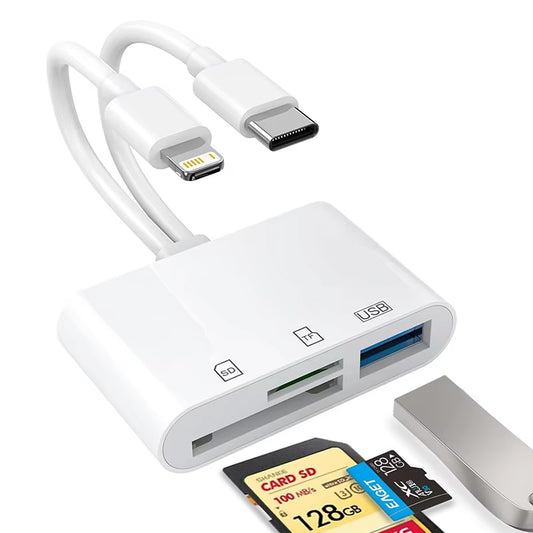 5-in-1 Lightning & USB-C SD Card Reader for iPhone, iPad, MacBook & Android