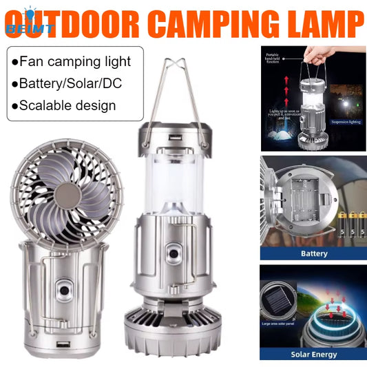 Camping Portable Fan Rechargeable with Solar Charging
