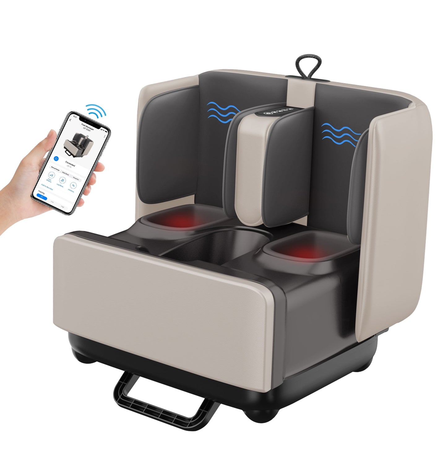 2 in 1 Foot Massager & Ottoman Rest, Shiatsu Foot Calf Massager with Heat, App Control