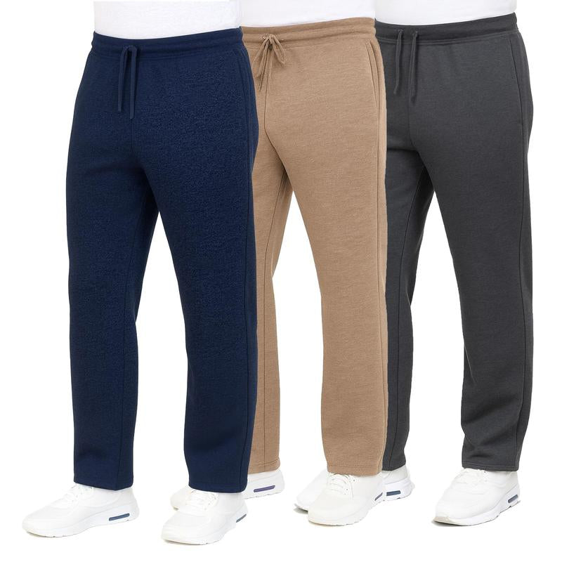 3-Pack Men's Classic Heavyweight Fleece Sweatpants with Open Bottom (S-3XL)