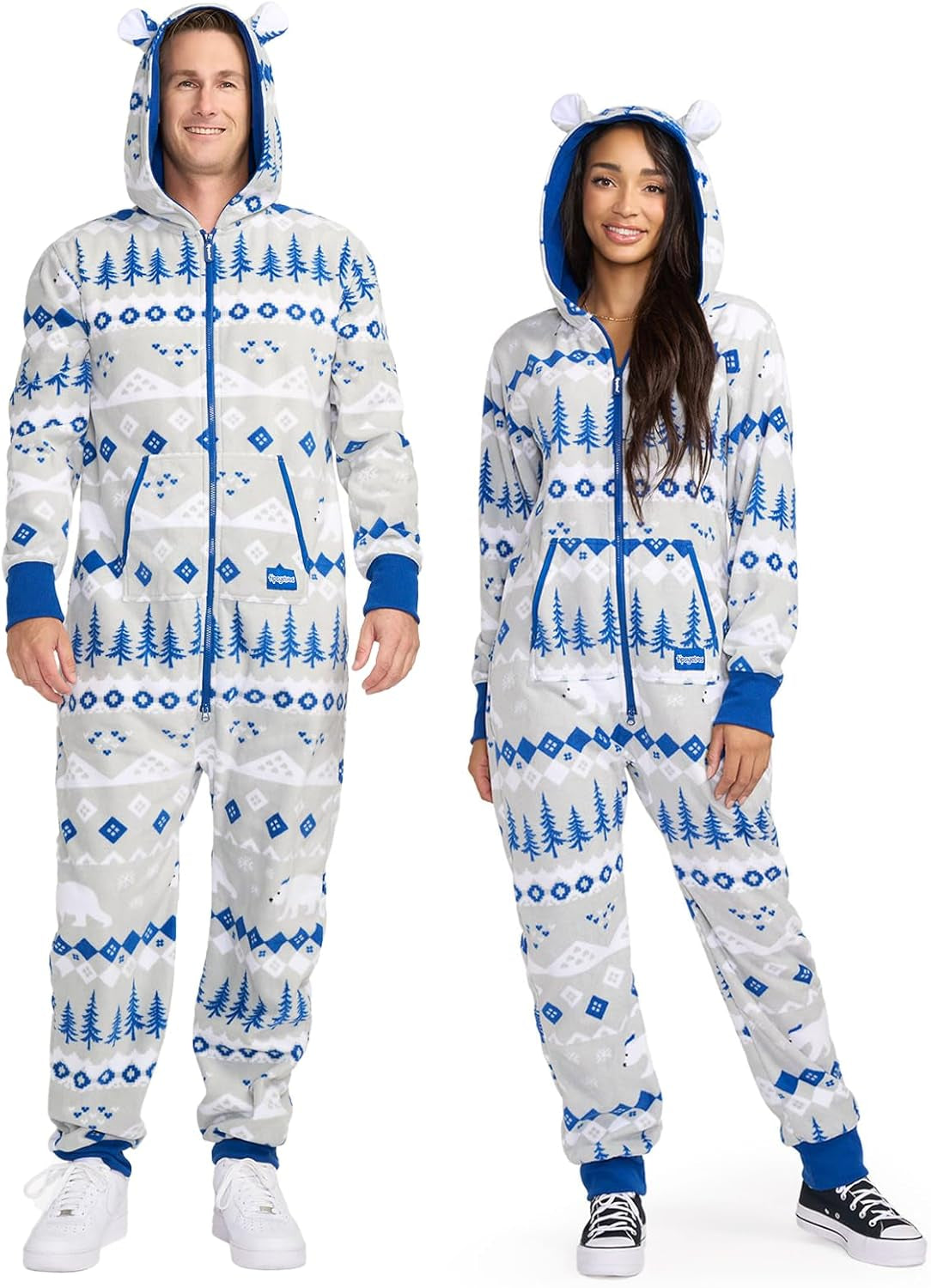 Christmas Onesies for Adults - Comfy Unisex Matching Holiday Jumpsuits with Convenient Pockets