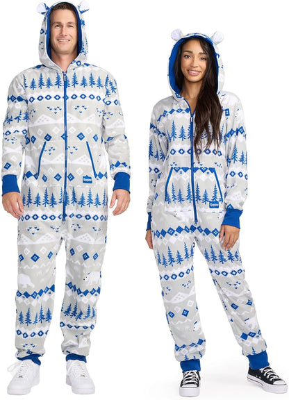 Christmas Onesies for Adults - Comfy Unisex Matching Holiday Jumpsuits with Convenient Pockets