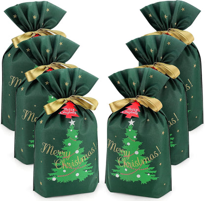 Gift Bag with Drawstring for Christmas (Pack of 6)