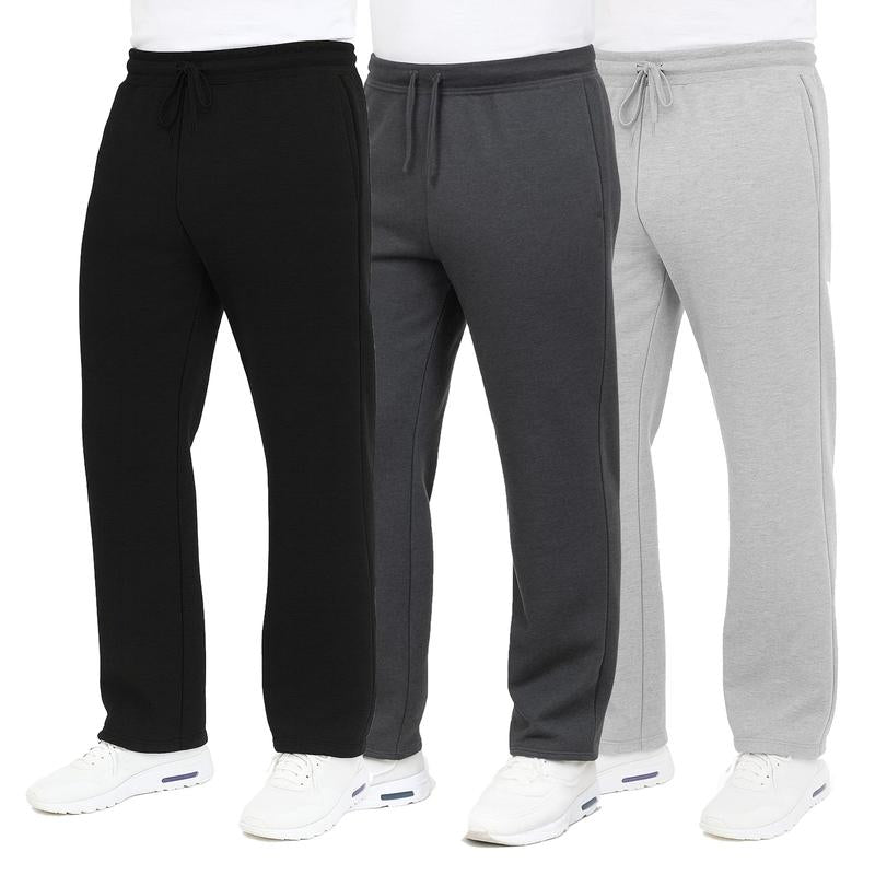 3-Pack Men's Classic Heavyweight Fleece Sweatpants with Open Bottom (S-3XL)