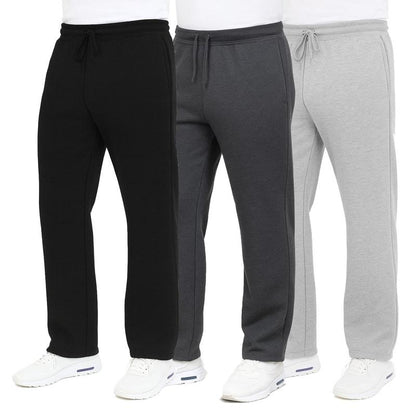 3-Pack Men's Classic Heavyweight Fleece Sweatpants with Open Bottom (S-3XL)