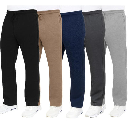 3-Pack Men's Classic Heavyweight Fleece Sweatpants with Open Bottom (S-3XL)