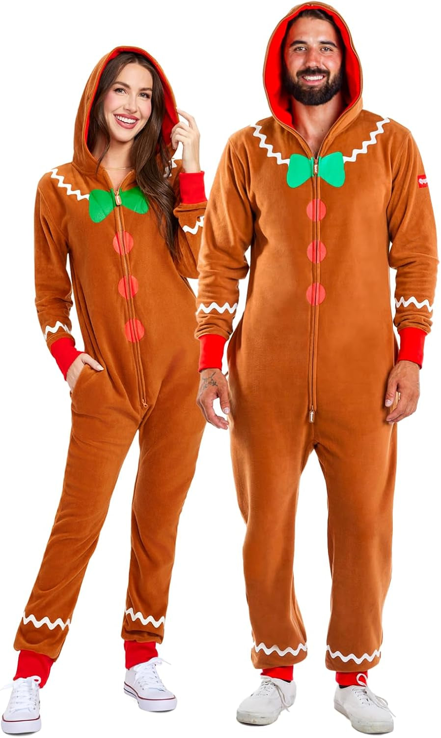 Christmas Onesies for Adults - Comfy Unisex Matching Holiday Jumpsuits with Convenient Pockets