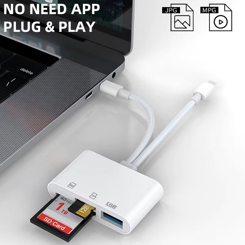 5-in-1 Lightning & USB-C SD Card Reader for iPhone, iPad, MacBook & Android