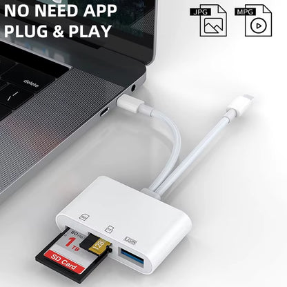 5-in-1 Lightning & USB-C SD Card Reader for iPhone, iPad, MacBook & Android