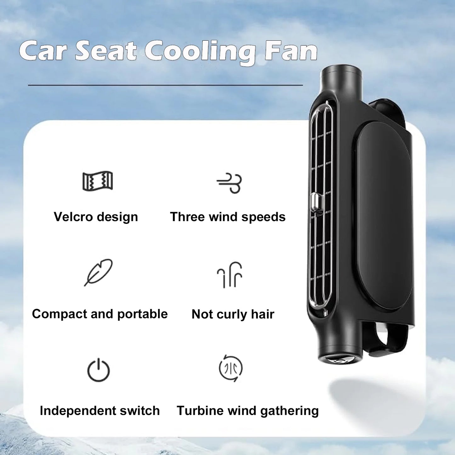 Car Seat Cooling Fan with 3 Speed Rotating Function for Enhanced Comfort in Vehicles, Ideal for Cars, RVs, SUVs, Trucks (Black)