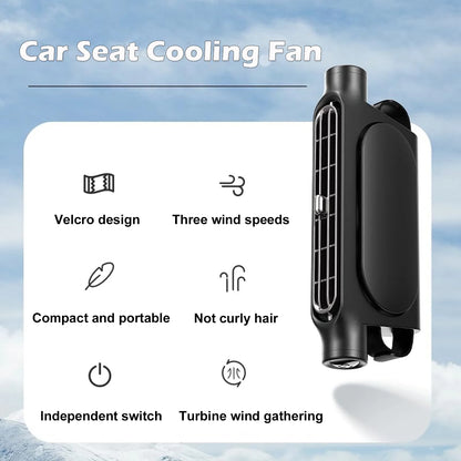 Car Seat Cooling Fan with 3 Speed Rotating Function for Enhanced Comfort in Vehicles, Ideal for Cars, RVs, SUVs, Trucks (Black)