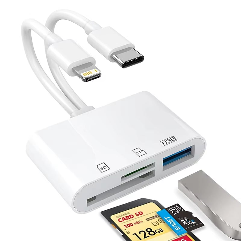 5-in-1 Lightning & USB-C SD Card Reader for iPhone, iPad, MacBook & Android