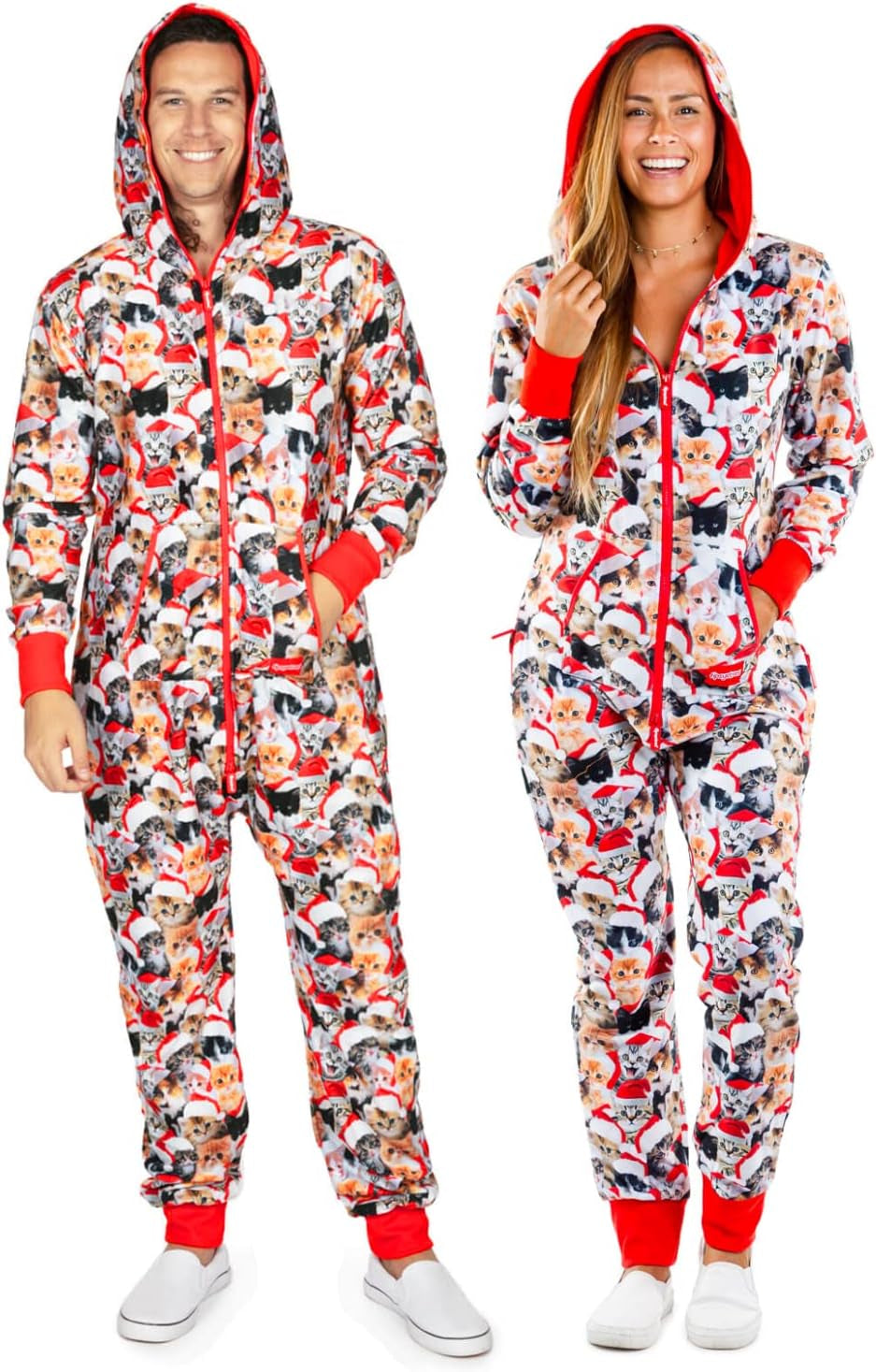 Christmas Onesies for Adults - Comfy Unisex Matching Holiday Jumpsuits with Convenient Pockets