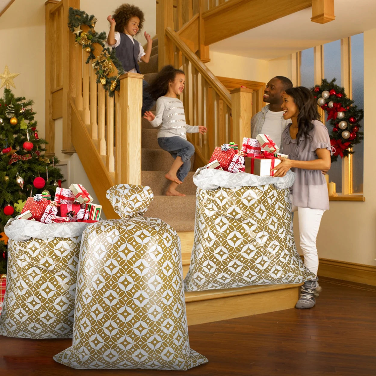 Christmas Gift Bags Extra Large Santa Sacks with Drawstring 36" X 56" 3Pcs