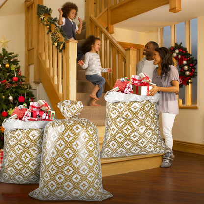 Christmas Gift Bags Extra Large Santa Sacks with Drawstring 36" X 56" 3Pcs