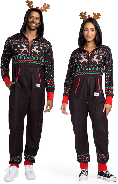 Christmas Onesies for Adults - Comfy Unisex Matching Holiday Jumpsuits with Convenient Pockets