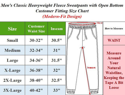3-Pack Men's Classic Heavyweight Fleece Sweatpants with Open Bottom (S-3XL)