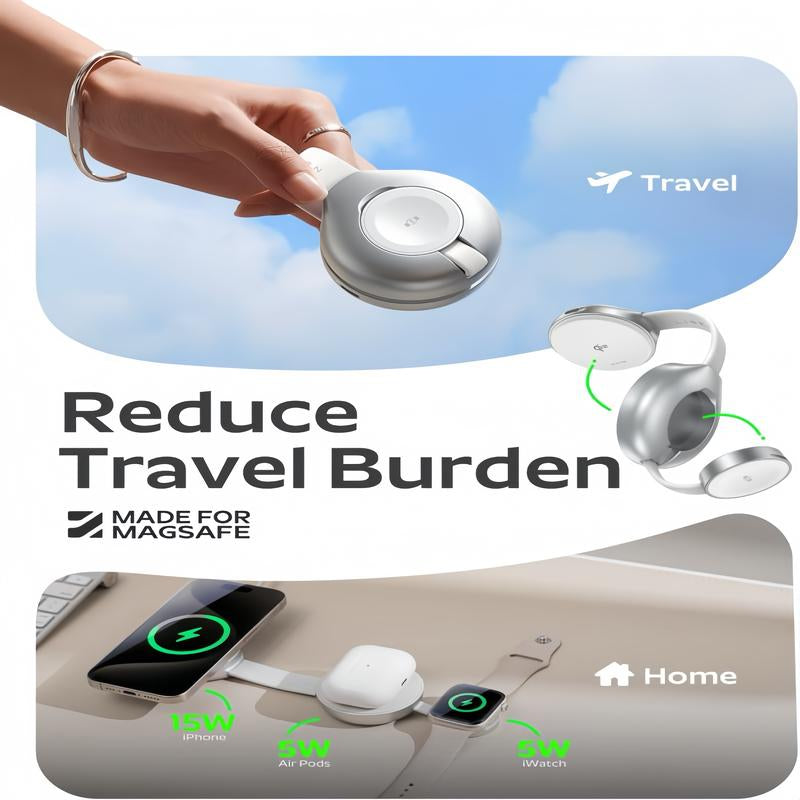 **LISEN 25W 3-in-1 Qi2 Magsafe Charger for iPhone, Apple Watch & AirPods**