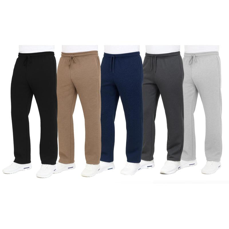 3-Pack Men's Classic Heavyweight Fleece Sweatpants with Open Bottom (S-3XL)