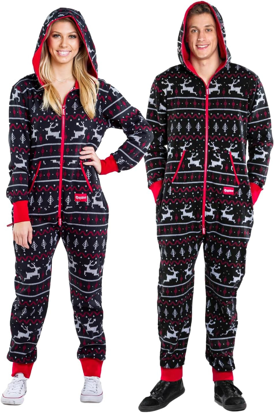Christmas Onesies for Adults - Comfy Unisex Matching Holiday Jumpsuits with Convenient Pockets