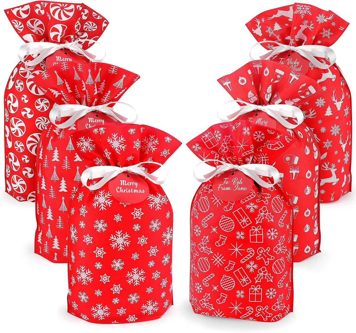 Gift Bag with Drawstring for Christmas (Pack of 6)