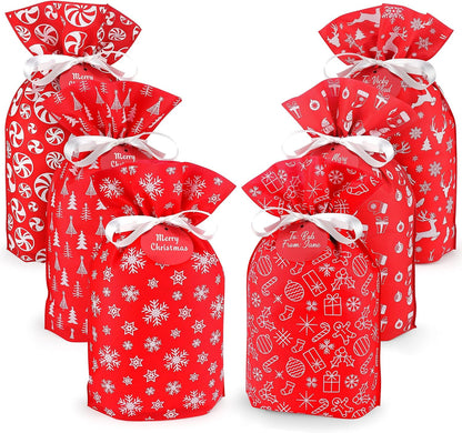 Gift Bag with Drawstring for Christmas (Pack of 6)
