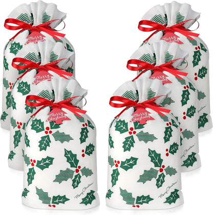 Gift Bag with Drawstring for Christmas (Pack of 6)