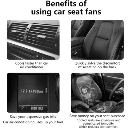 Car Seat Cooling Fan with 3 Speed Rotating Function for Enhanced Comfort in Vehicles, Ideal for Cars, RVs, SUVs, Trucks (Black)