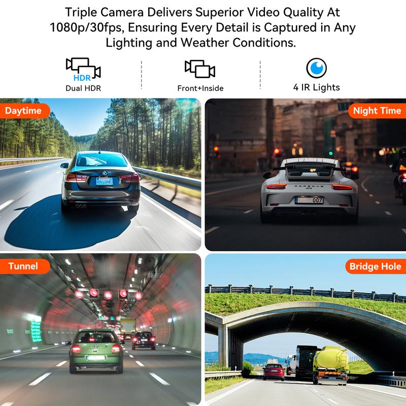 1080P Dual Dash Cam (Front & Rear) Video Recorder with Night Vision