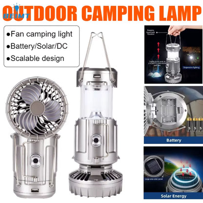 Camping Portable Fan Rechargeable with Solar Charging