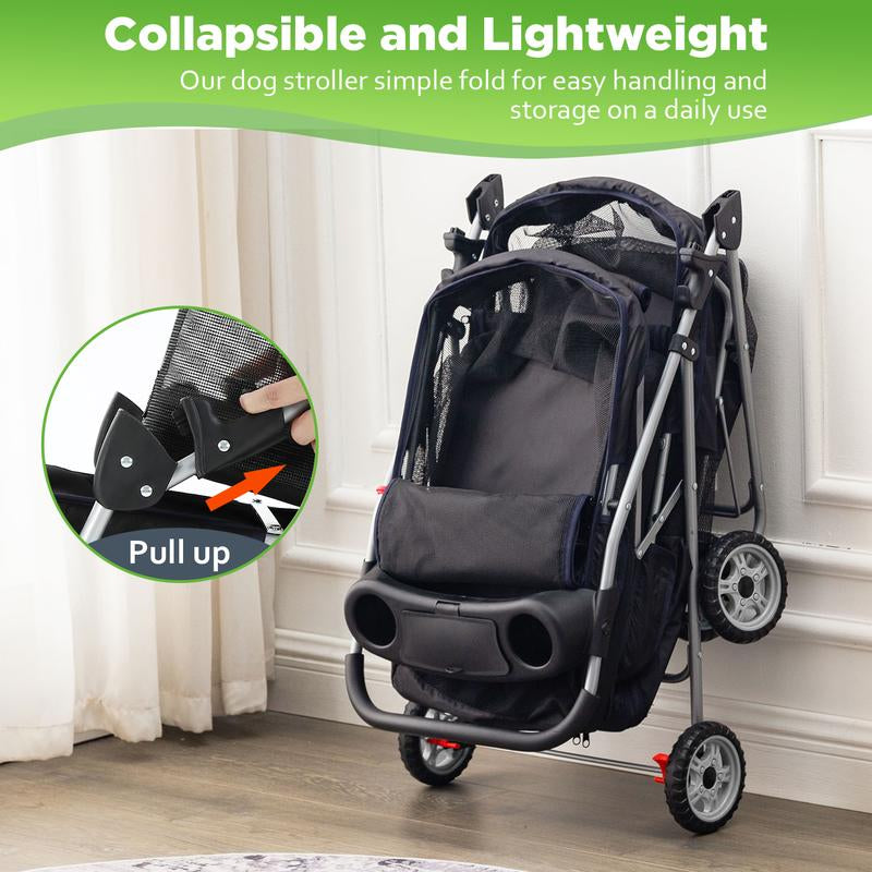 Lightweight Foldable Pet Stroller for Small & Medium Pets