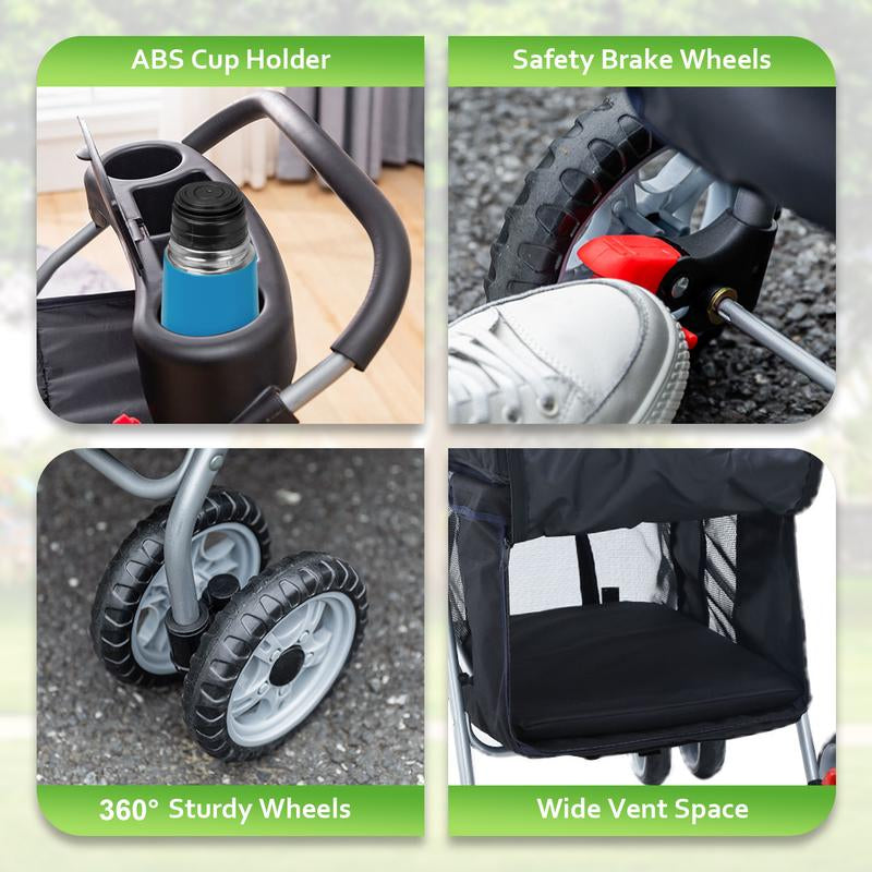 Lightweight Foldable Pet Stroller for Small & Medium Pets