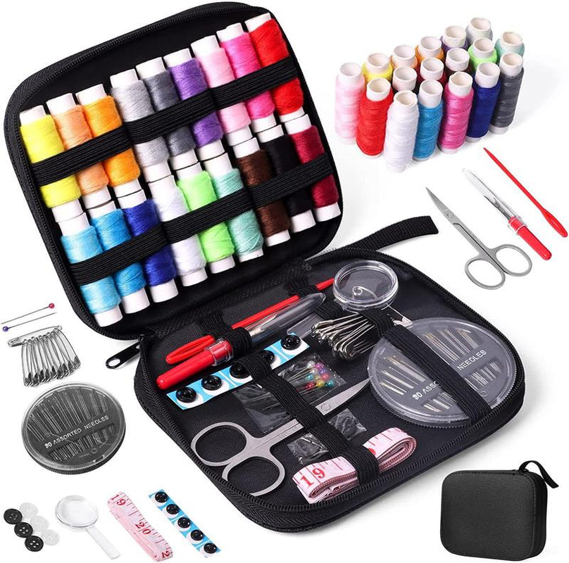 86-Piece Portable Sewing & Embroidery Kit with Stitch Book