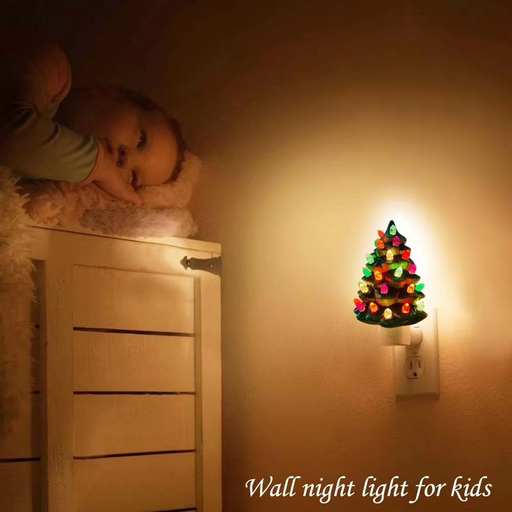 Ceramic Christmas Tree Night Light, Vintage