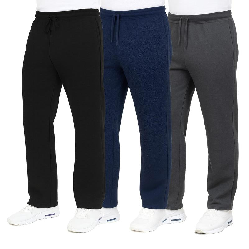 3-Pack Men's Classic Heavyweight Fleece Sweatpants with Open Bottom (S-3XL)
