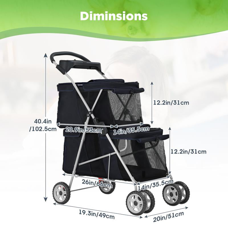 Lightweight Foldable Pet Stroller for Small & Medium Pets