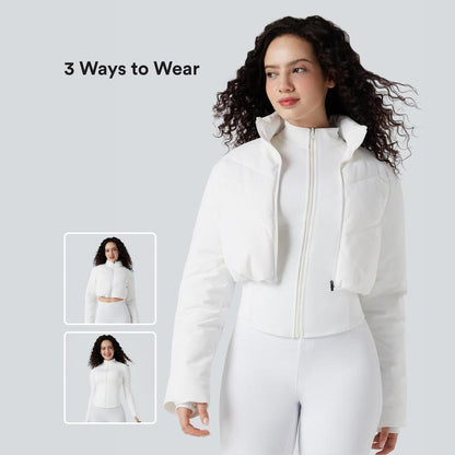 Halara 3-In-1 Stand Collar Casual Cropped Puffer Coat with Pocket