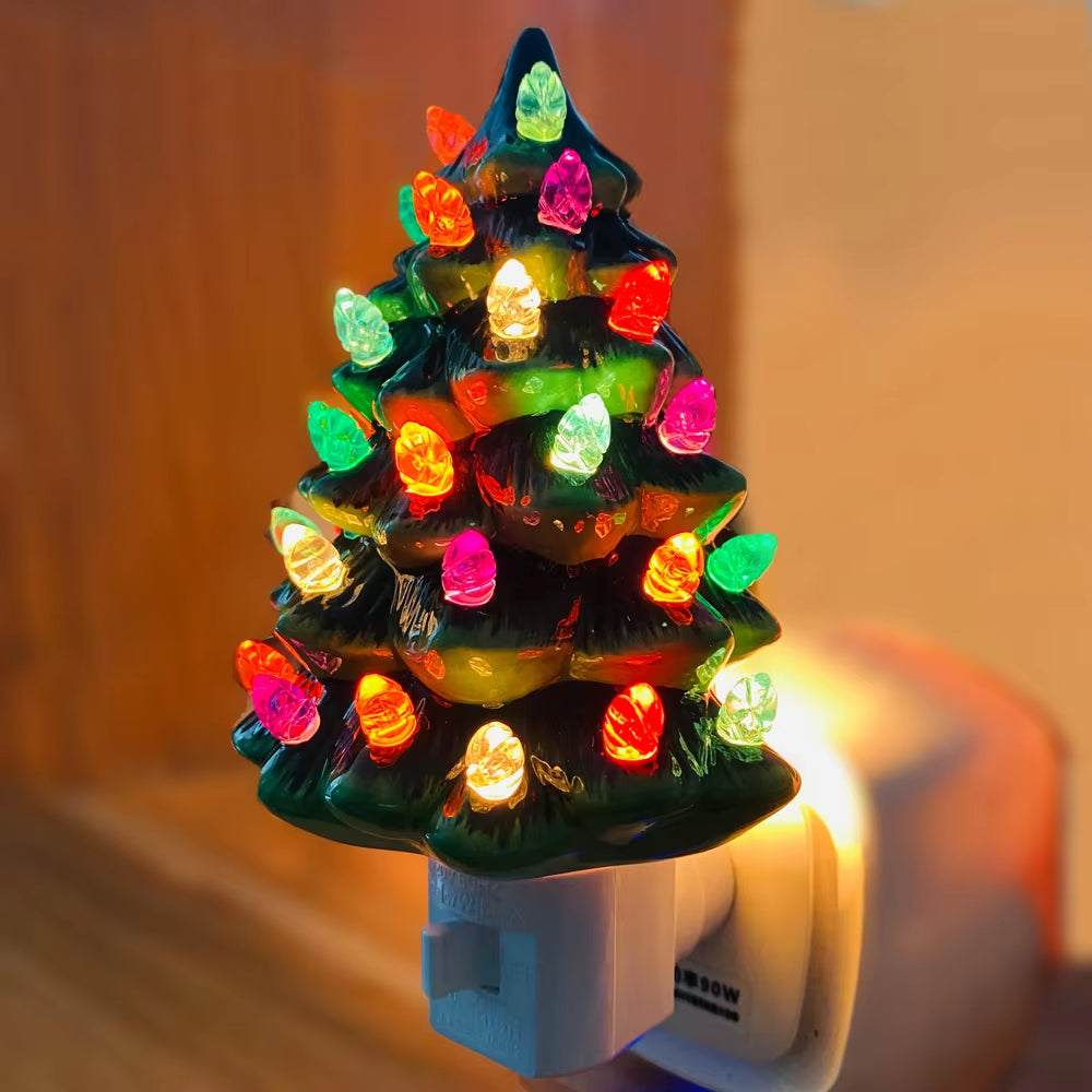 Ceramic Christmas Tree Night Light, Vintage