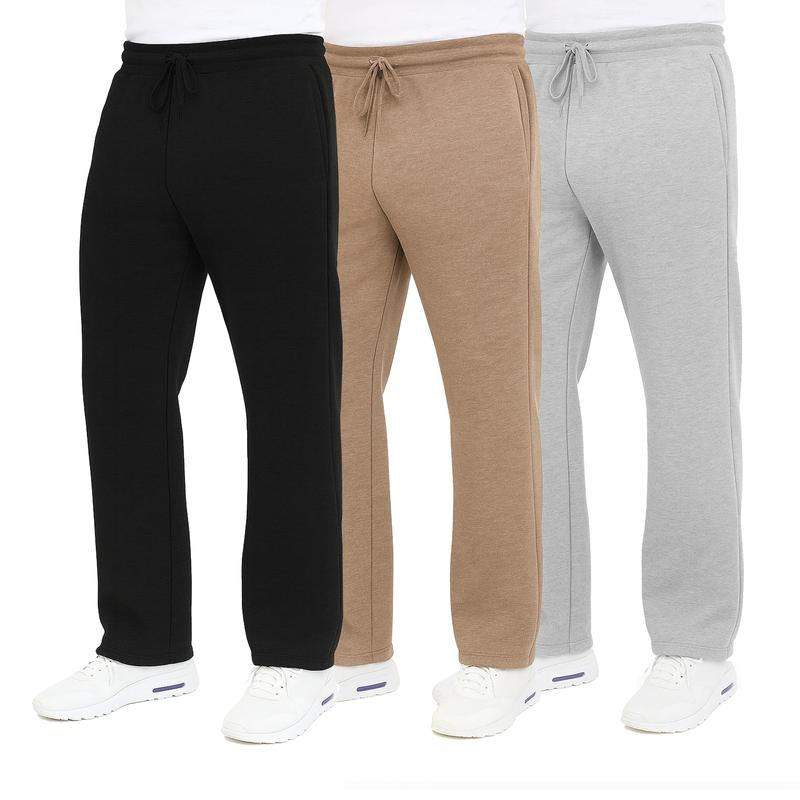 3-Pack Men's Classic Heavyweight Fleece Sweatpants with Open Bottom (S-3XL)