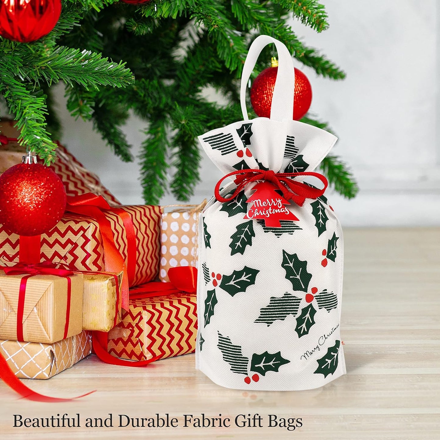Gift Bag with Drawstring for Christmas (Pack of 6)