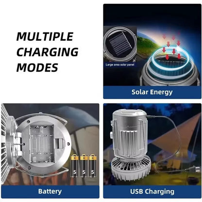 Camping Portable Fan Rechargeable with Solar Charging