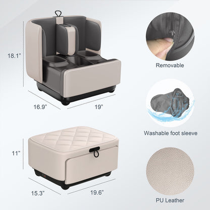 2 in 1 Foot Massager & Ottoman Rest, Shiatsu Foot Calf Massager with Heat, App Control