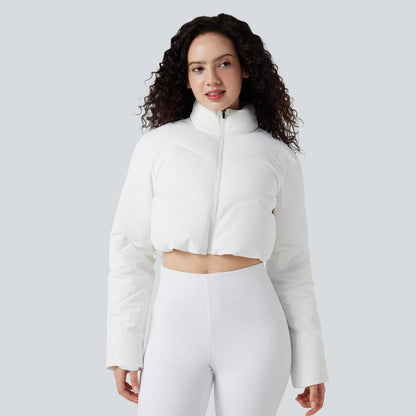 Halara 3-In-1 Stand Collar Casual Cropped Puffer Coat with Pocket