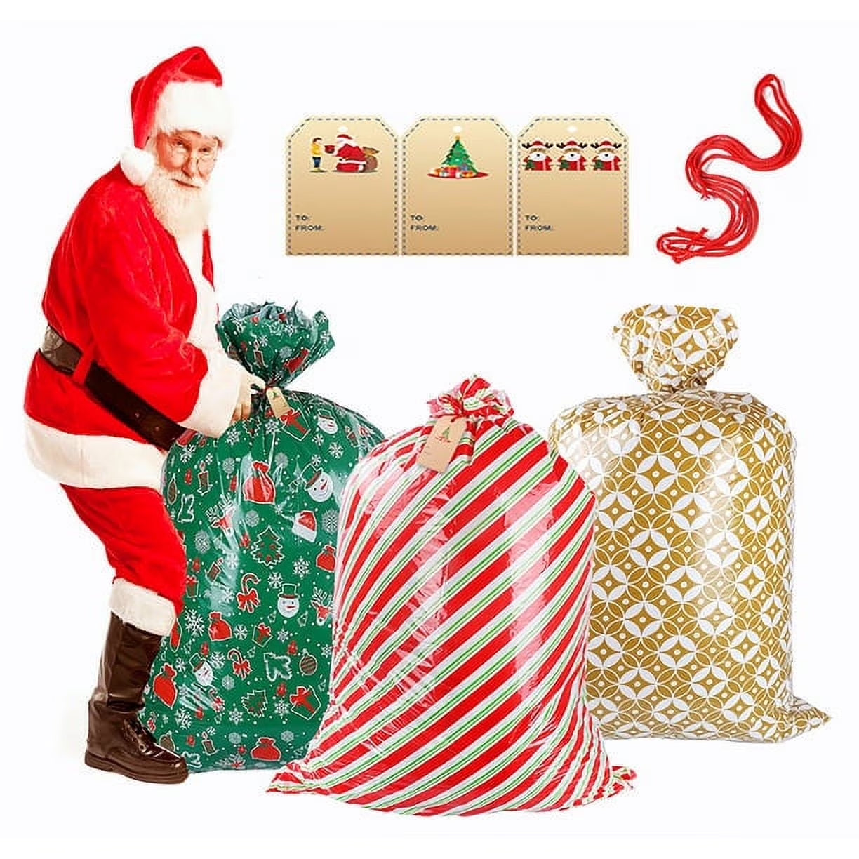 Christmas Gift Bags Extra Large Santa Sacks with Drawstring 36" X 56" 3Pcs