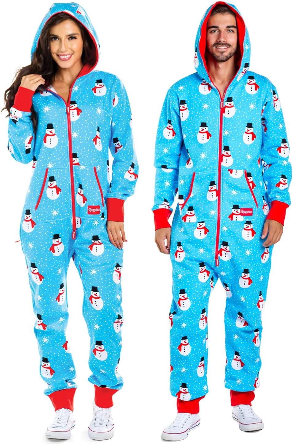 Christmas Onesies for Adults - Comfy Unisex Matching Holiday Jumpsuits with Convenient Pockets