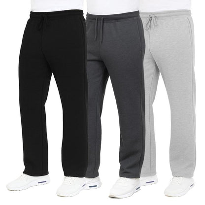 3-Pack Men's Classic Heavyweight Fleece Sweatpants with Open Bottom (S-3XL)