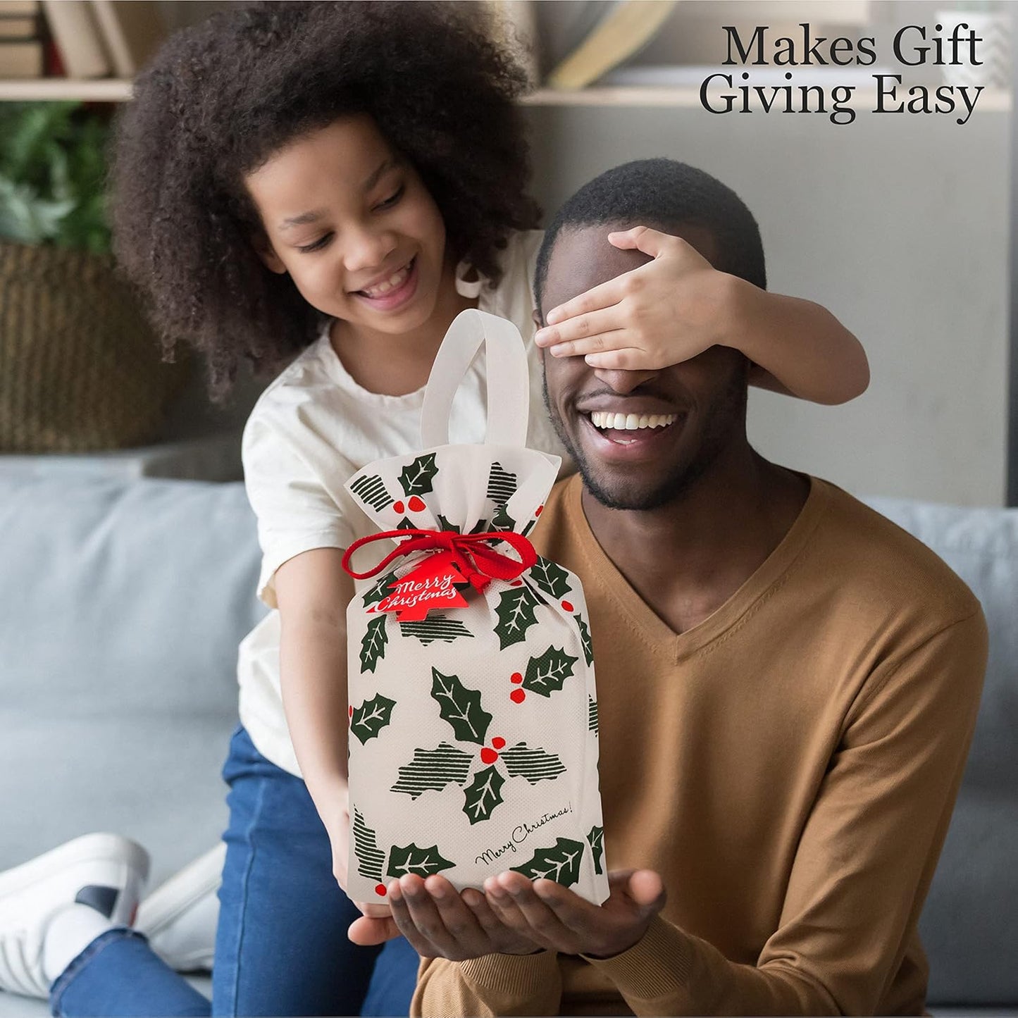 Gift Bag with Drawstring for Christmas (Pack of 6)