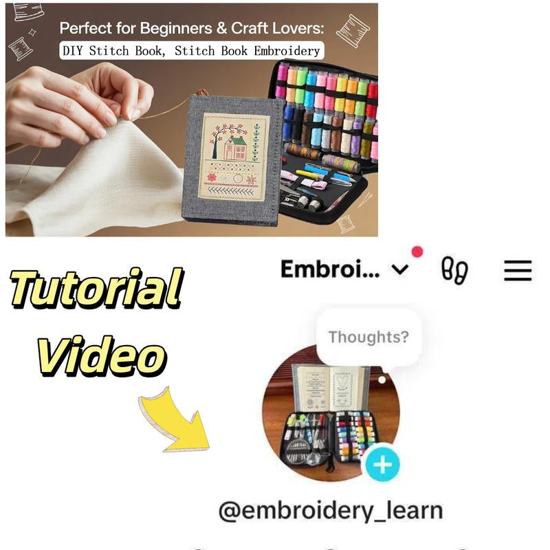 86-Piece Portable Sewing & Embroidery Kit with Stitch Book