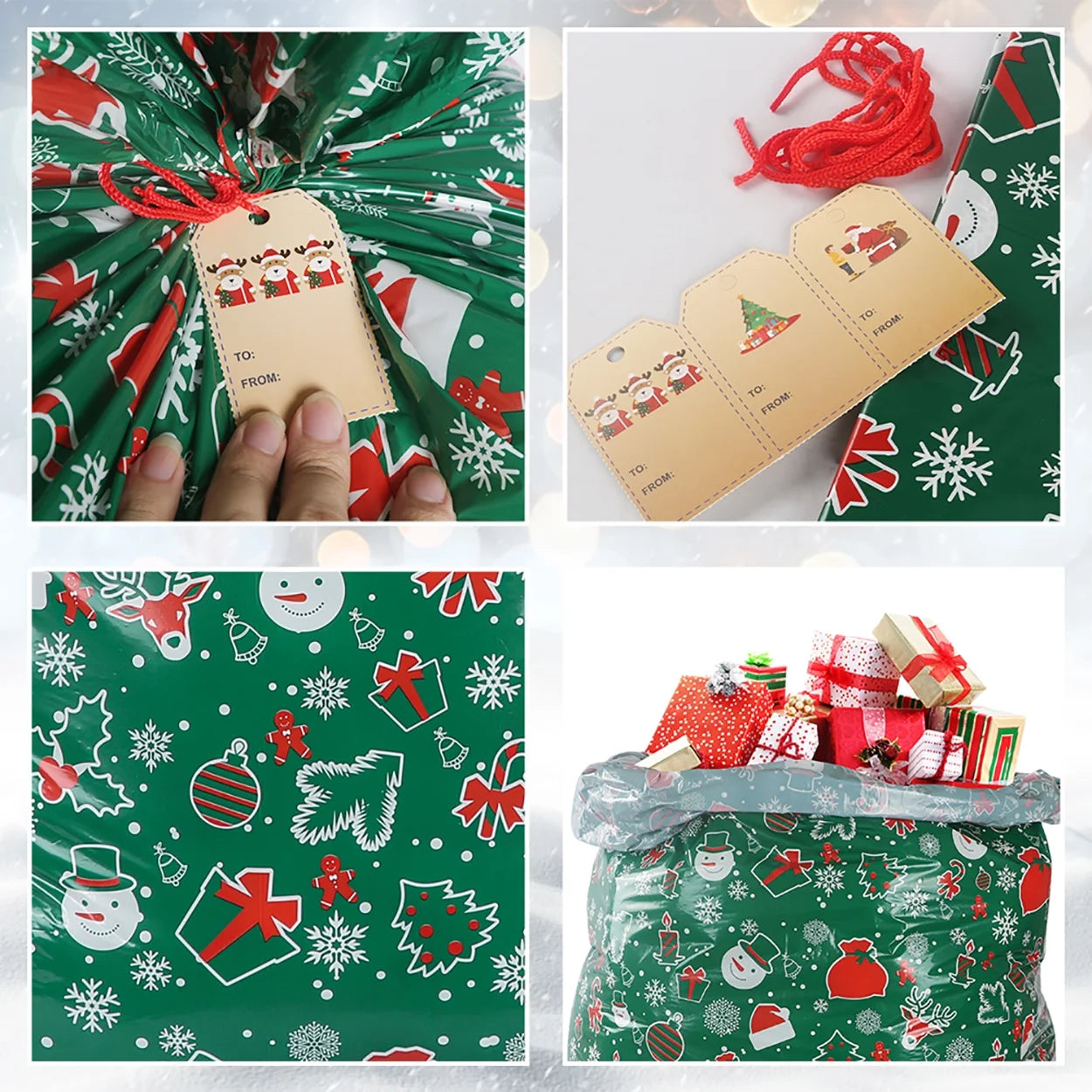 Christmas Gift Bags Extra Large Santa Sacks with Drawstring 36" X 56" 3Pcs