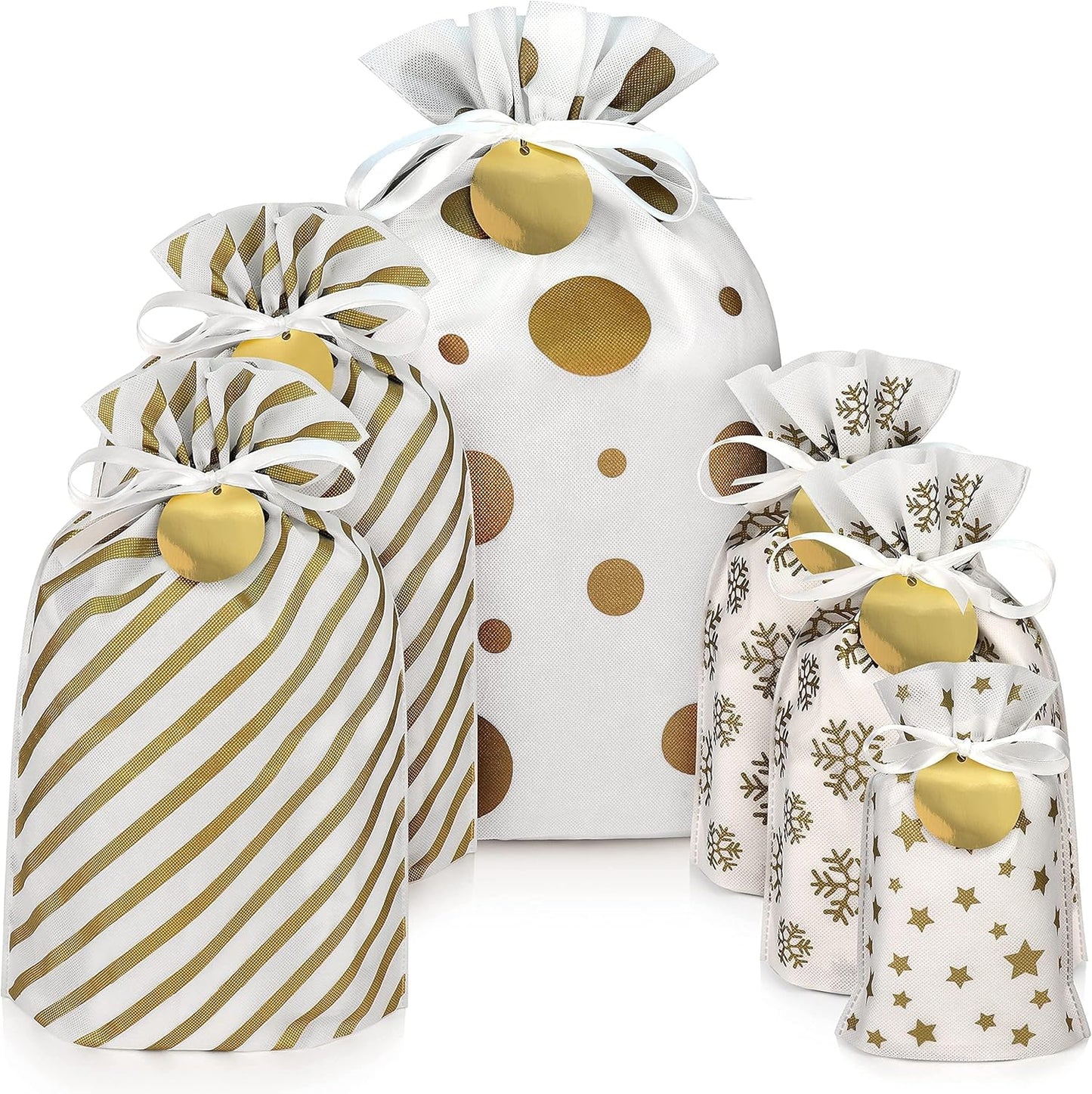 Gift Bag with Drawstring for Christmas (Pack of 6)